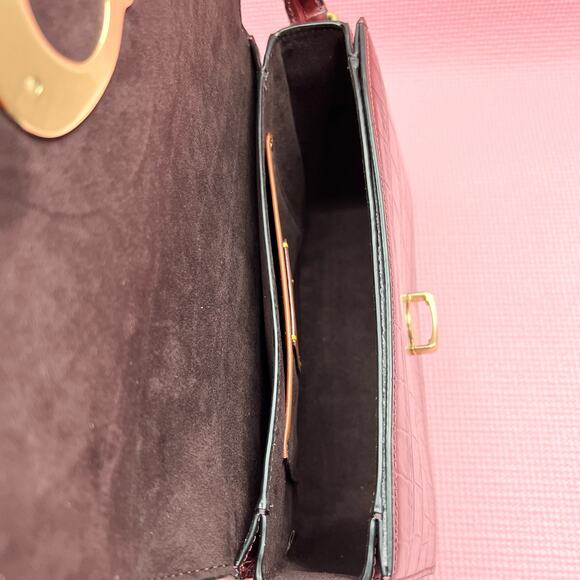 COACH Studio Croc Embossed Leather Crossbody Shoulder Bag in Wine NWT - Picture 7 of 11